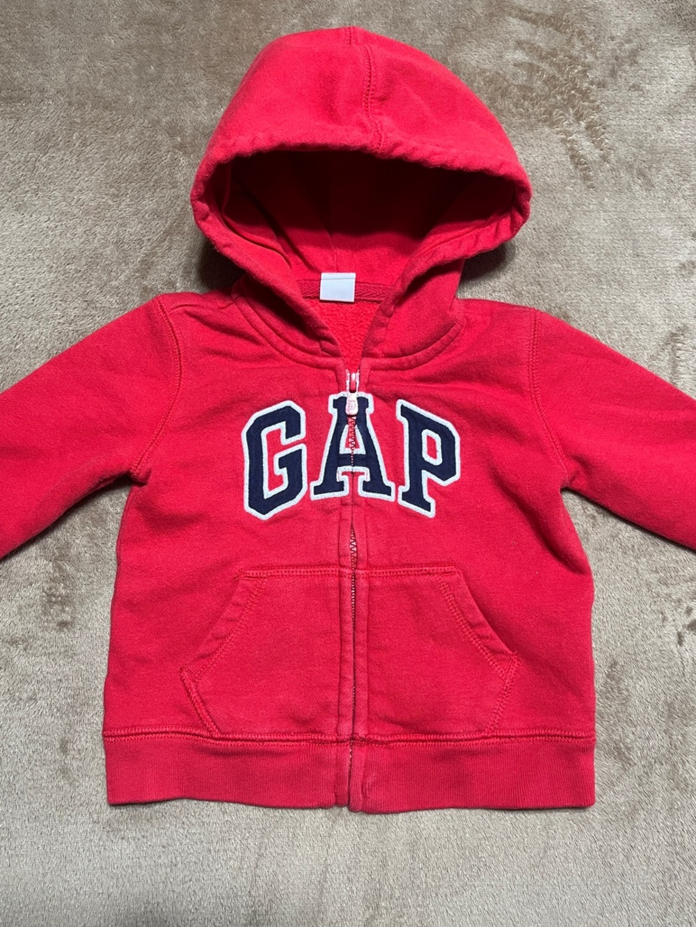 GAP Bright Red Kids Zip-Up Hoodie with Navy Logo